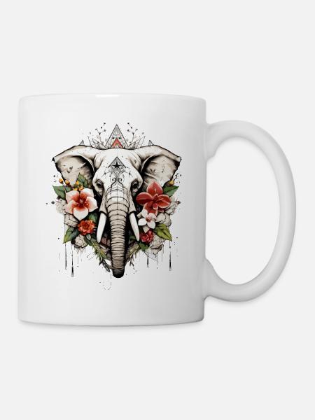 Elefant geometrisch - Tasse - Weiß
