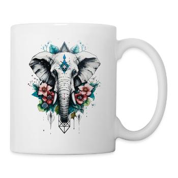Elefant geometrisch - Tasse - Weiß - Rechts
