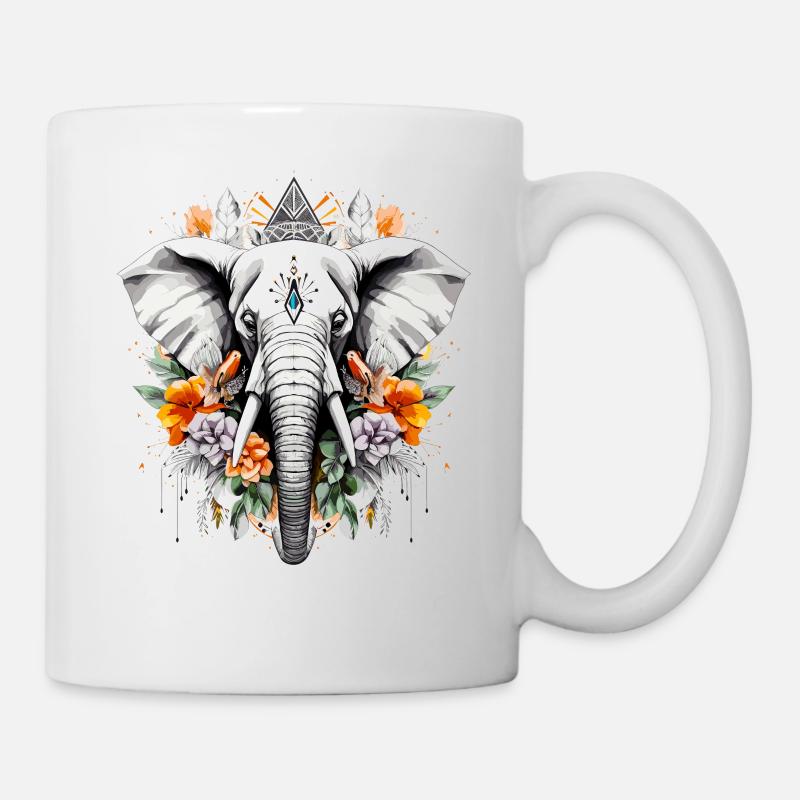 Elefant geometrisch - Tasse - Weiß