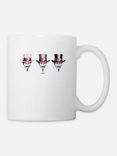 Trilogía V Mask: Blanco, Gris, Negro - ¿Qué - Taza - blanco