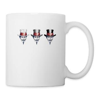 V Mask possède une triple casquette : Blanc, gris, - Mug blanc - blanc - Droite