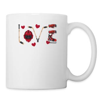Love Player Goalkeeper Ice Hockey Heart Funny - Mug - white - Right