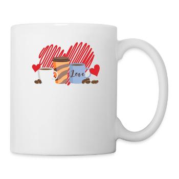 Valentine Kaffeetrinken Liebhaber Herz Liebe - Tasse - Weiß - Rechts
