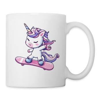 Cute Unicorn Comic Skateboarder - Mug - white - Right