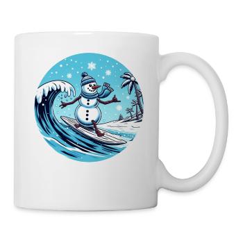 Winter Snowman Surfer Ice Waves Snowland Sheep - Mug - white - Right