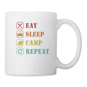 Eat Sleep Camp Repeat Glamping Campingplatz - Tasse - Weiß - Rechts