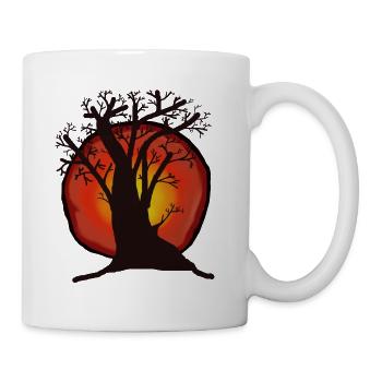 Arbre, Soleil, Coucher De Soleil, Rayons De Soleil, Forêt - Mug blanc - blanc - Droite