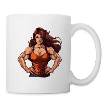 Woman Muscles Bodybuilding Girl - Mug - white - Right