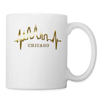Chicago Skyline Heartbeat USA Heart I Love Chicago - Mug - white - Right