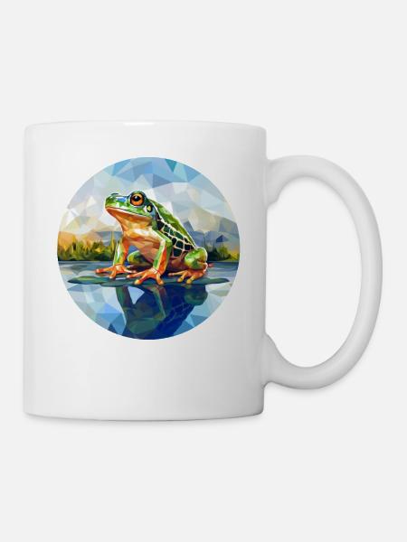 Polygoner Frosch im Teich - Tasse - Weiß