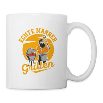 Echte Männer grillen Grill BBQ Griller - Tasse - Weiß - Rechts