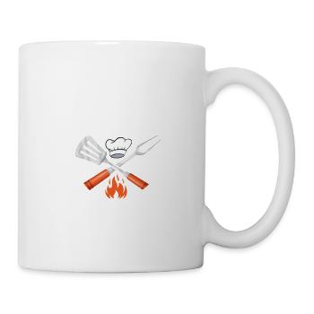 Echte Männer grillen BBQ Griller Grill - Tasse - Weiß - Rechts