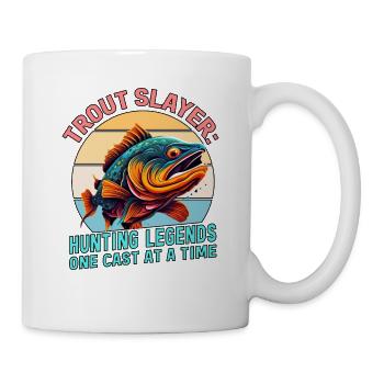 Pêche, Truite, Saumon, Pêcheur, Pêcheur, Perche - Mug blanc - blanc - Droite