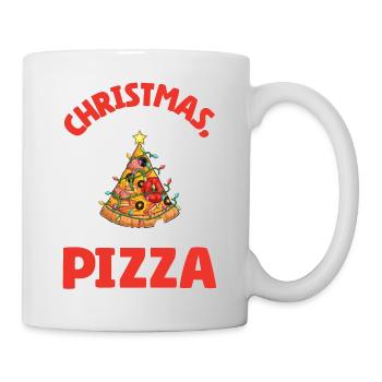 Pizza Junk Food lustiger Spruch Weihnachten, Liebe - Tasse - Weiß - Rechts