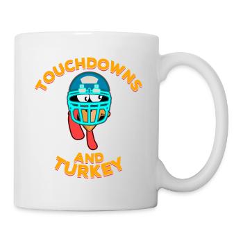Touchdowns and Turkey Thanksgiving Football - Mug - white - Right
