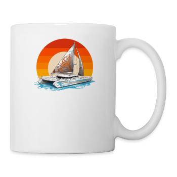 Catamaran-Boot Segelboot Segeln Segler - Tasse - Weiß - Rechts
