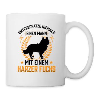 Mann mit Harzer Fuchs Altdeutscher Hütehund - Tasse - Weiß - Rechts