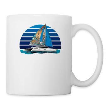Catamaran-Boot Segelboot Segeln Segler - Tasse - Weiß - Rechts