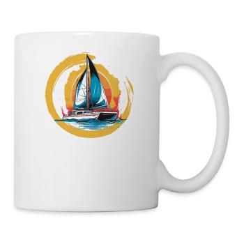 Catamaran-Boot Segelboot Segeln Segler - Tasse - Weiß - Rechts