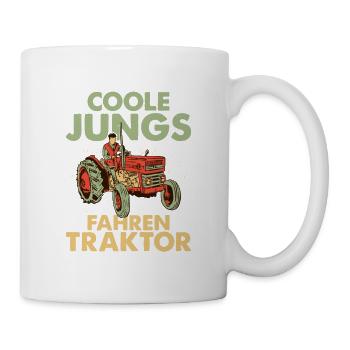Coole Jungs fahren Traktor Bauer - Tasse - Weiß - Rechts
