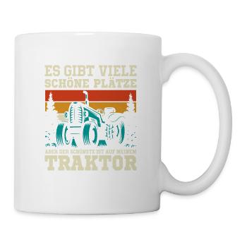 Der schönste ist auf meinem Traktor Bauer Trecker - Tasse - Weiß - Rechts