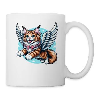 Maine Coon Katze Engel Fliegen - Tasse - Weiß - Rechts