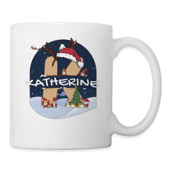 Awesome Katherine Name w Santa Hat in Xmas Theme - Mug - white - Right