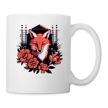 Japanese Paper House Art: Fox and Flowers - Mug - white - Right