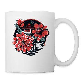 Japanese Temple and Flowers - Mug - white - Right