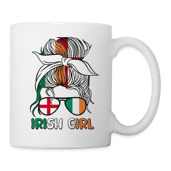 Moitié anglaise moitié irlandaise fille Irlande Angleterre drapeau - Mug blanc - blanc - Droite