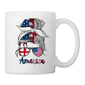 Halb Amerikanerin, halb Englische, Mädchen, USA, England-Flagge - Tasse - Weiß - Rechts