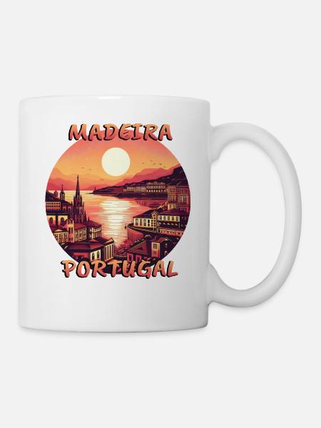 Madeira Portugal Stadt Sonnenuntergang Rund - Tasse - Weiß