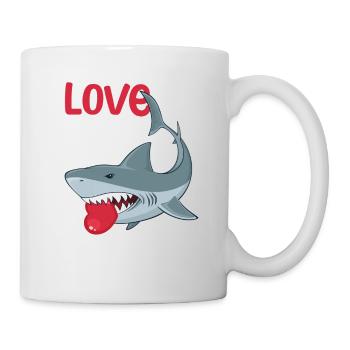 Liebe auf den ersten Biss Haie Lustiger - Tasse - Weiß - Rechts