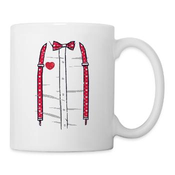 Noeud papillon bretelles coeurs drôle mignon Saint-Valentin - Mug blanc - blanc - Droite