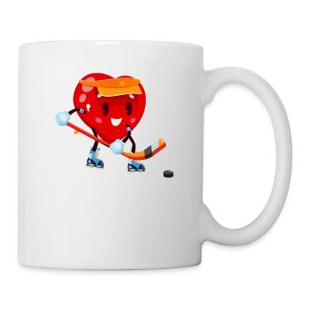 Heart Play Ice Hockey Stick Valentine's Day Love - Mug - white - Right