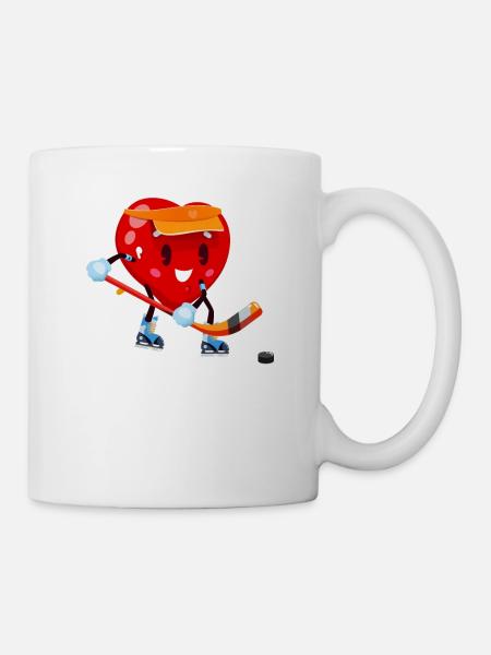 Herz spielen Eishockeyschläger Valentinstag Liebe - Tasse - Weiß
