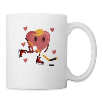 Heart Play Ice Hockey Stick Valentine's Day Love - Mug - white - Right