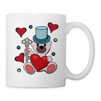 Saint-Valentin Saint-Valentin ours en peluche amour clé - Mug blanc - blanc - Droite
