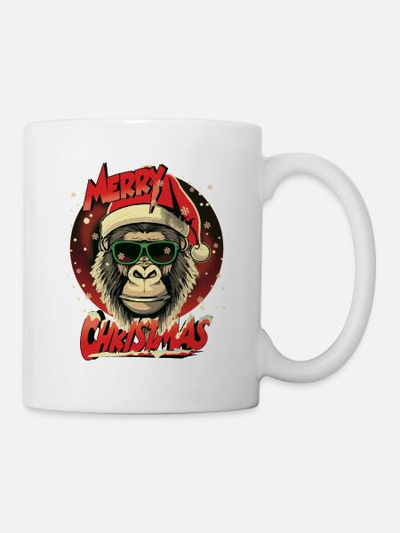 Xmas Gorilla Cristmas Frohe Weihnachten - Tasse - Weiß