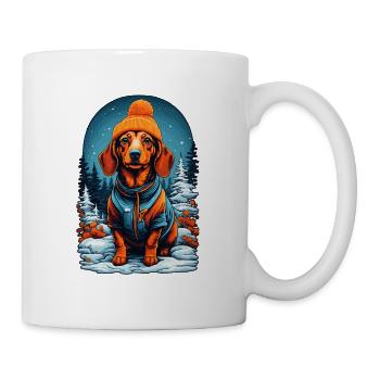 Dachshund In Winter Hat Happy Dachshund - Tasse - Weiß - Rechts
