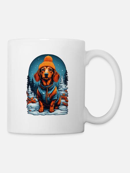 Dachshund In Winter Hat Happy Dachshund - Tasse - Weiß
