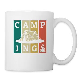 Camping Retro Strips Tents Glamping Campsite - Mug - white - Right