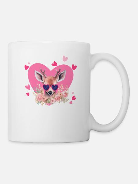 Valentinstag lustig Hirsch Jäger Liebhaber - Tasse - Weiß