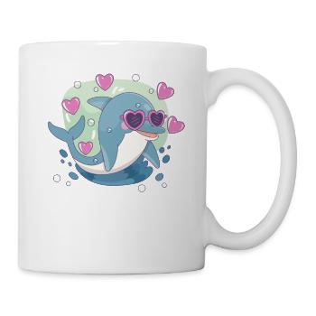 Valentinstag lustig Delphin Liebhaber niedlich - Tasse - Weiß - Rechts