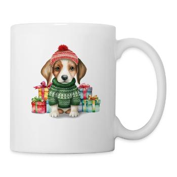 Beagle chien joyeux Woofmas Noël - Mug blanc - blanc - Droite