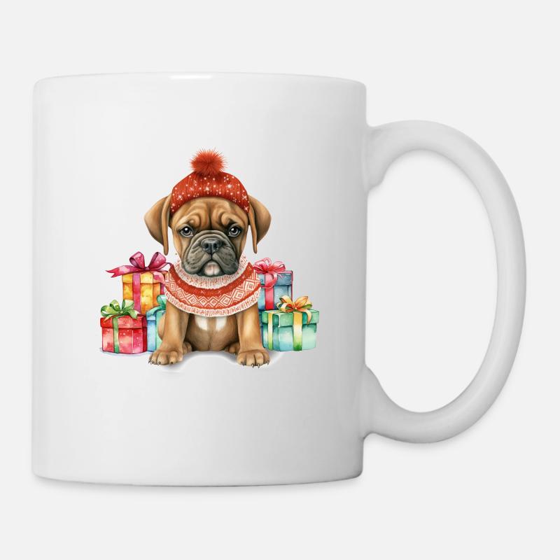 Boxer Chien Merry Woofmas Noël - Mug blanc - blanc