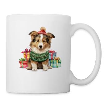 Collie chien joyeux Woofmas Noël - Mug blanc - blanc - Droite