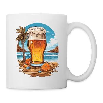 Bier am Strand Sonne und Urlaub Bierliebhaber - Tasse - Weiß - Rechts