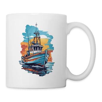 Fishing Fishing Boat Boat on the High Seas Fisherman - Mug - white - Right