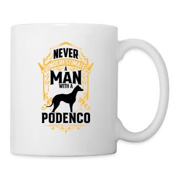Man with Podenco underestimate Ibizan Hound - Mug - white - Right